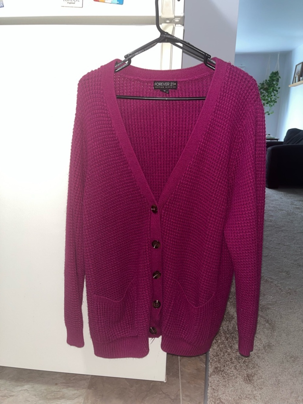 Forever 21 Deep Magenta Button-Up Knit Cardigan